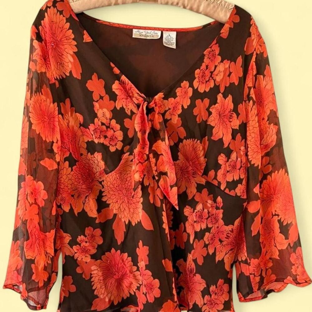 Whimsy, fairycore, boho, 90s/Y2K 100% Silk NY City Design Co. babydoll blouse